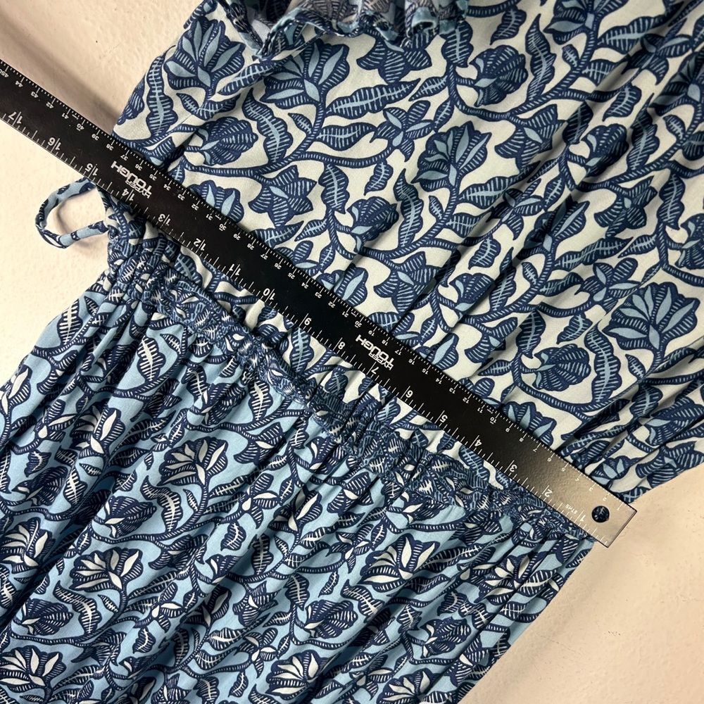 Omika ladies midi maxi dress large blue white peasant cottagecore corpcore day - Picture 11 of 16